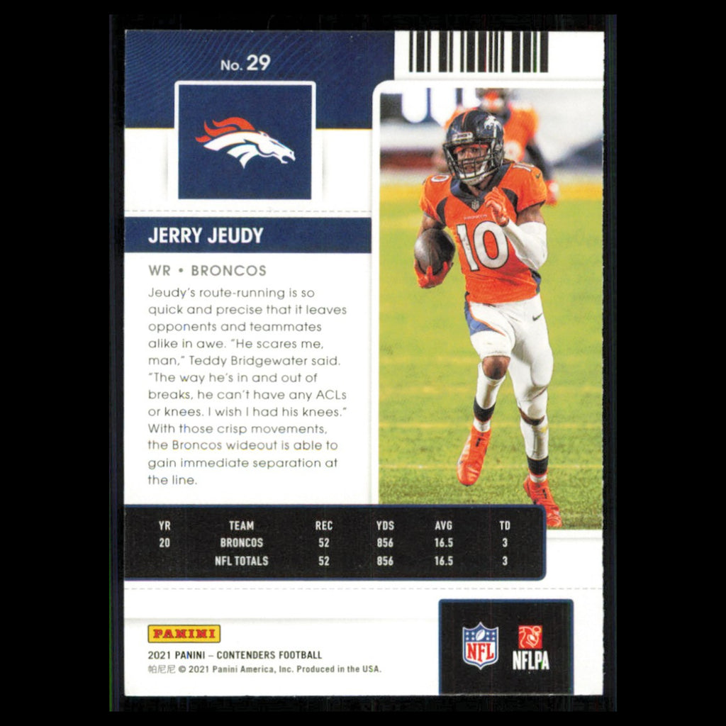 Jerry Jeudy #29 2021 Panini Contenders Ticket Denver Broncos Football Card NFL