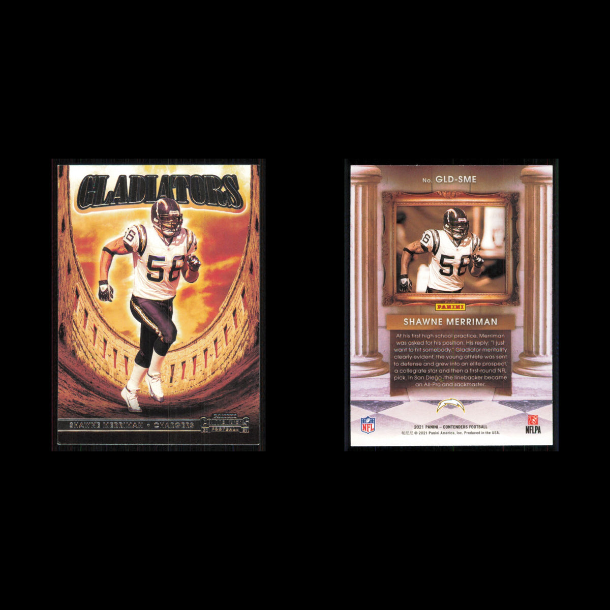 Shawne Merriman #GLD-SME 2021 Panini Contenders Gladiators San Diego Chargers NM