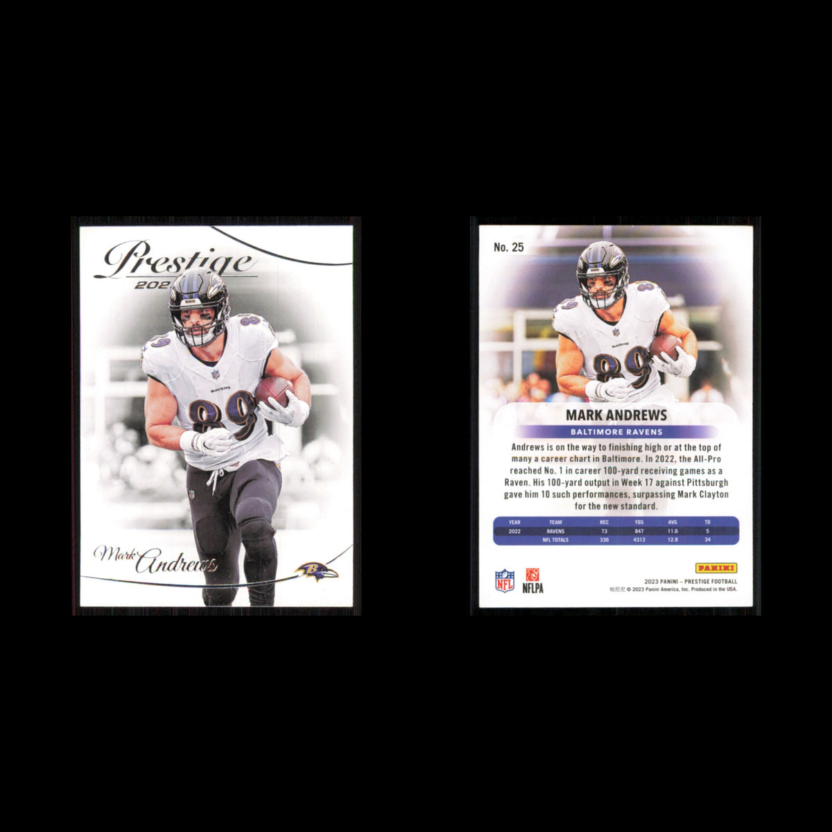 Mark Andrews #25 2023 Panini Prestige Baltimore Ravens Football Card NFL NM