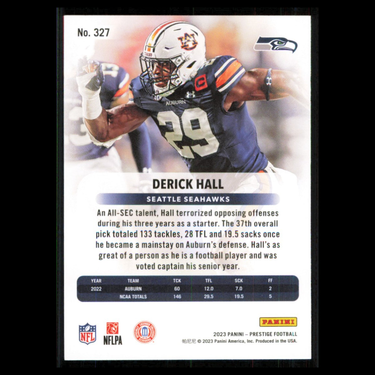 Derick Hall Rookie #327 2023 Panini Prestige Seattle Seahawks Football Card NFL