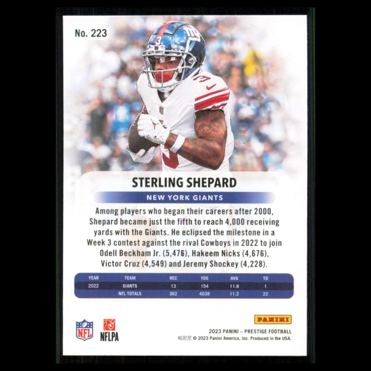 Sterling Shepard #223 2023 Panini Prestige New York Giants Football Card NFL NM