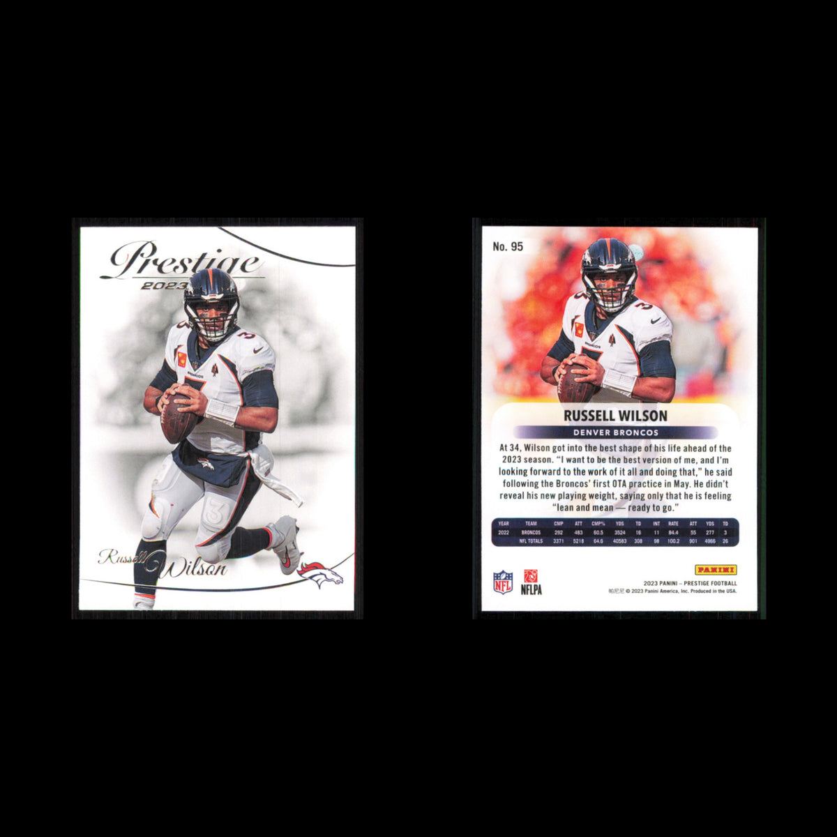 Russell Wilson #95 2023 Panini Prestige Denver Broncos Football Card NFL NM