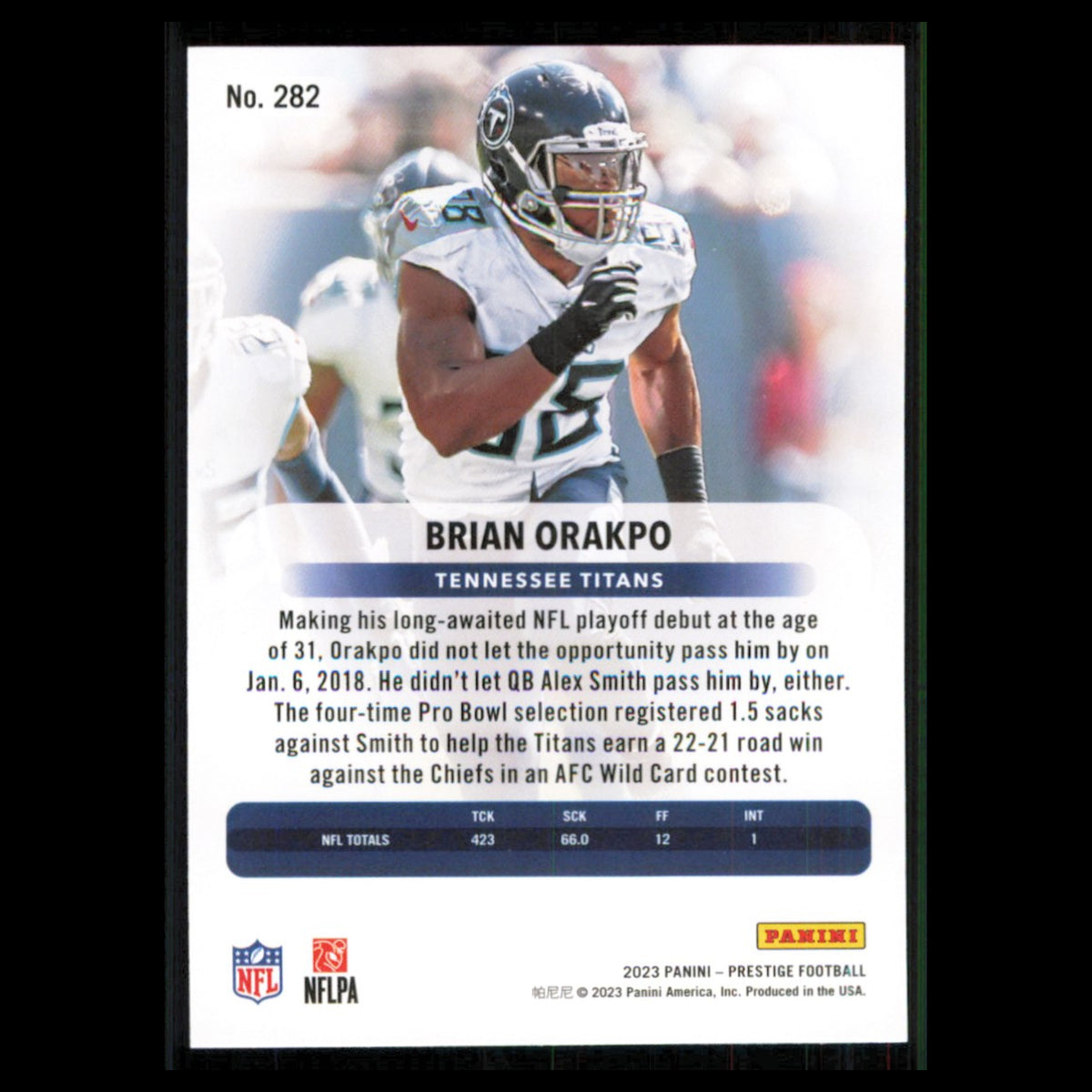 Brian Orakpo #282 2023 Panini Prestige Tennessee Titans Football Card NFL NM