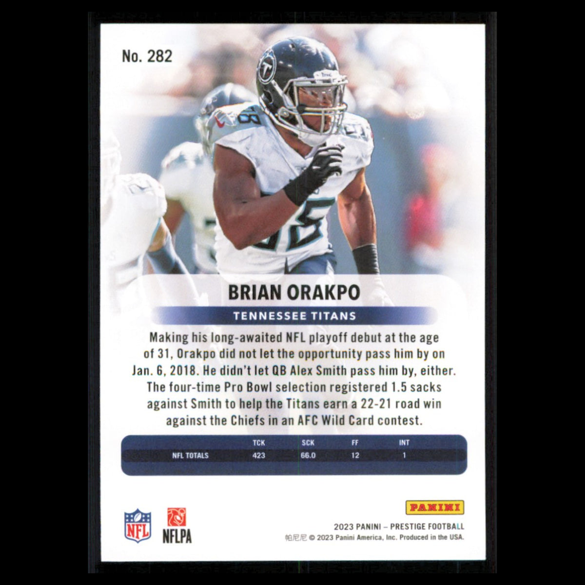 Brian Orakpo #282 2023 Panini Prestige Tennessee Titans Football Card NFL NM