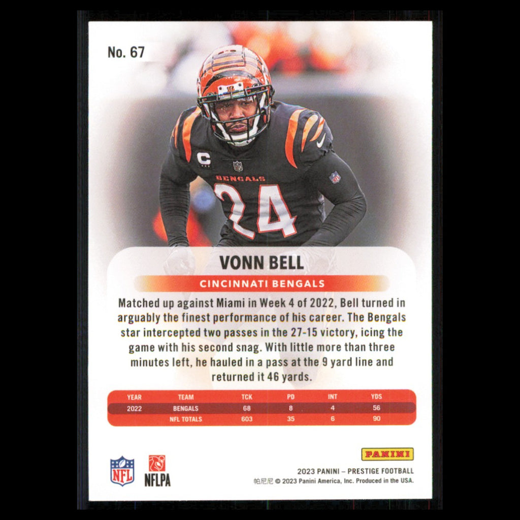 Vonn Bell #67 2023 Panini Prestige Cincinnati Bengals Football Card NFL NM