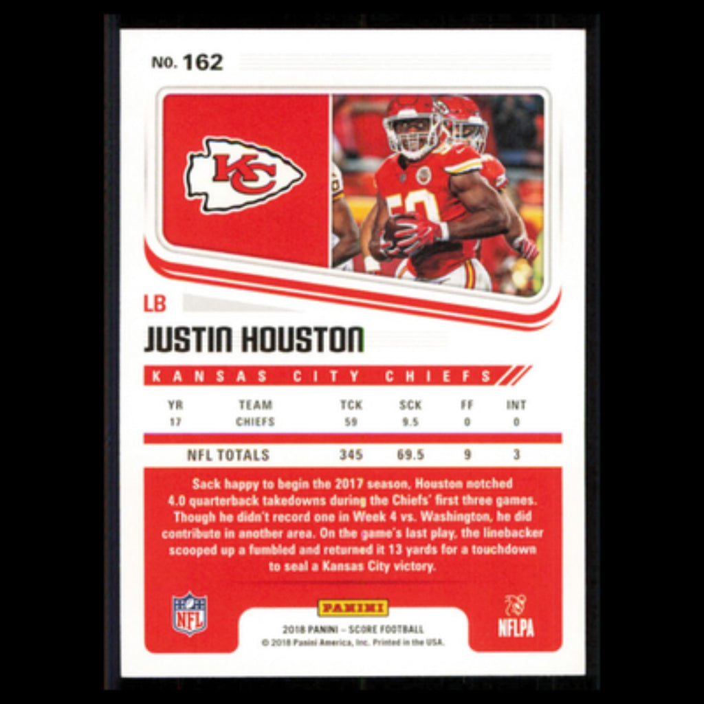 Justin Houston #162 2018 Score Kansas City Chiefs Football Card NFL NM