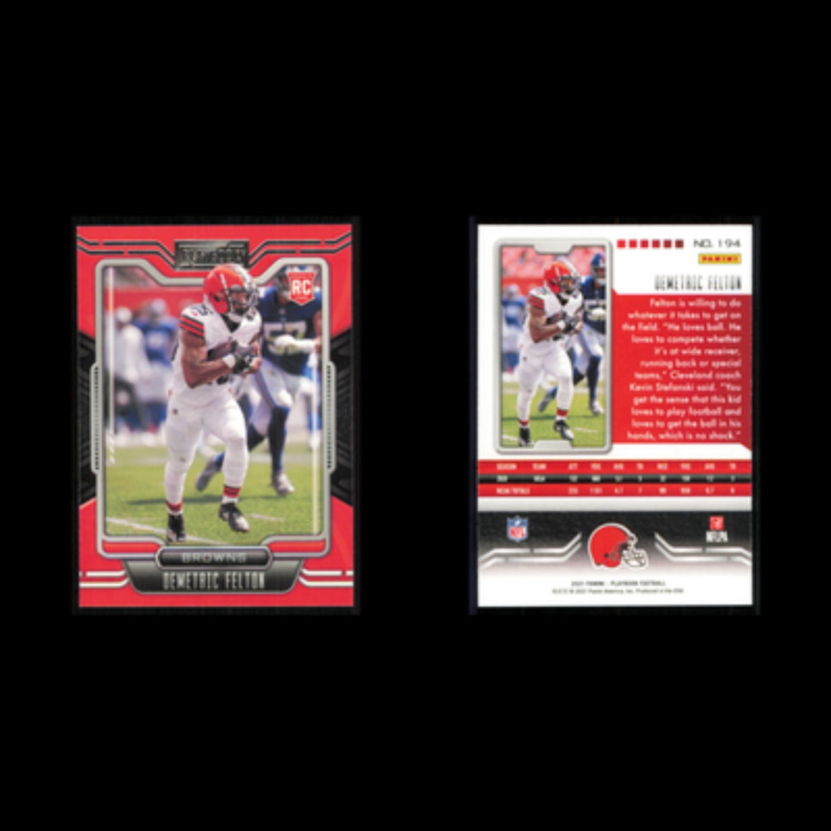 Demetric Felton Rookie #194 2021 Panini Playbook Cleveland Browns Football Card