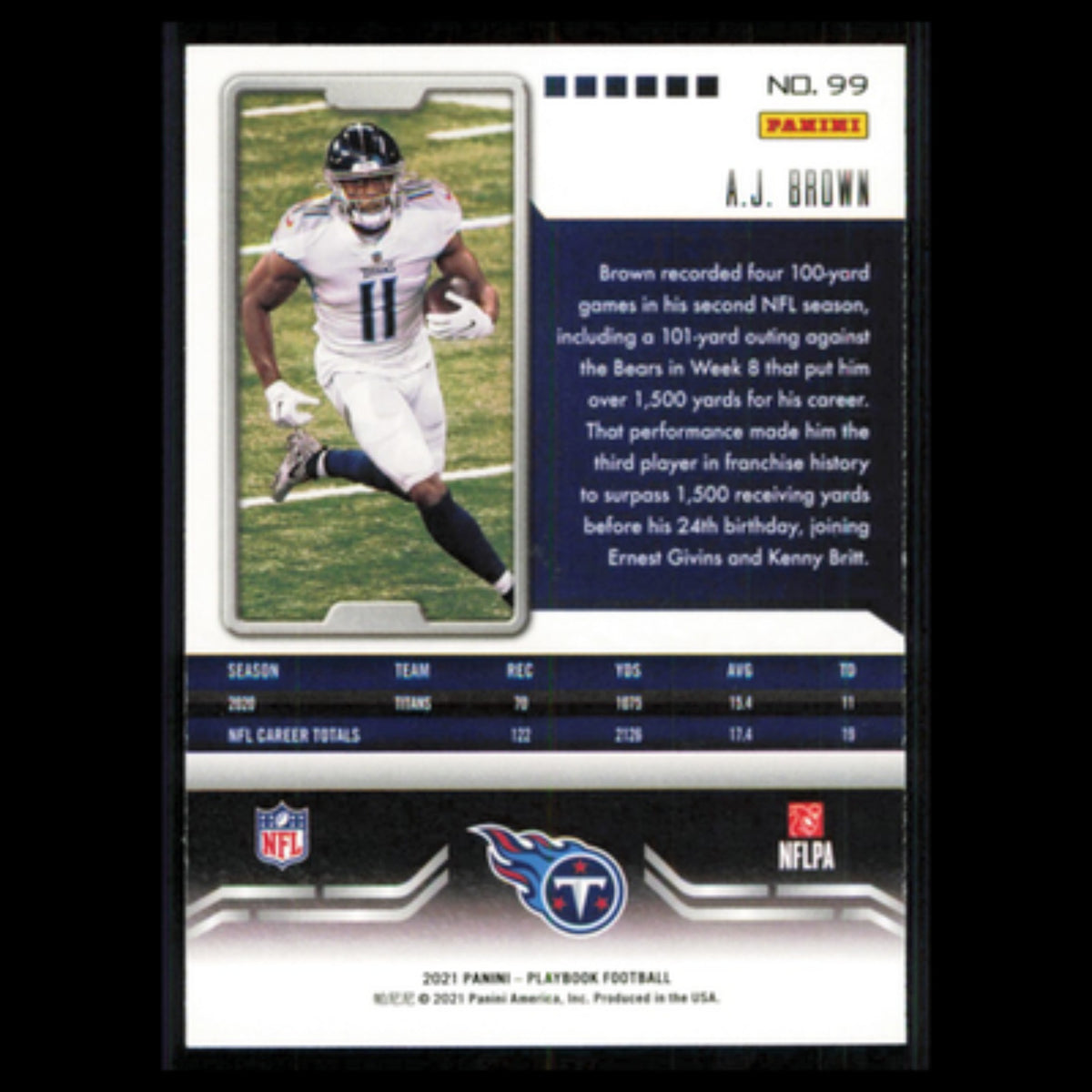 A.J. Brown #99 2021 Panini Playbook Tennessee Titans Football Card NFL NM