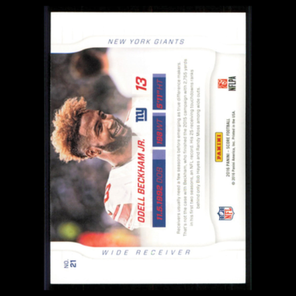 Odell Beckham Jr. #21 2016 Score New York Giants Football Card NFL NM