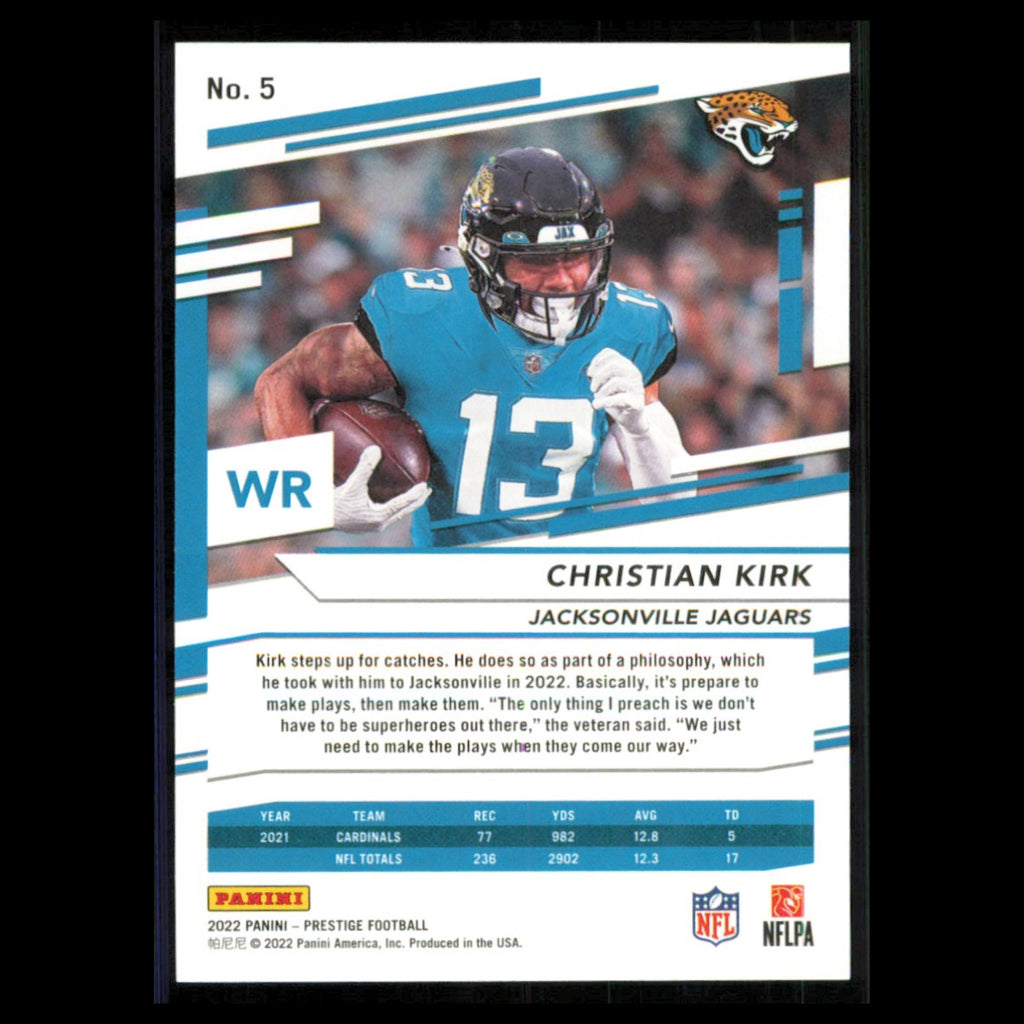 Christian Kirk #5 2022 Panini Prestige Jacksonville Jaguars Football Card NFL NM