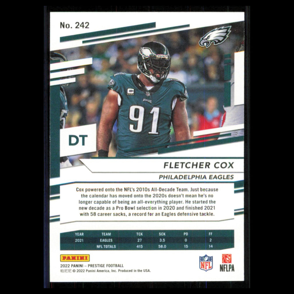 Fletcher Cox #242 2022 Panini Prestige Philadelphia Eagles Football Card NFL NM