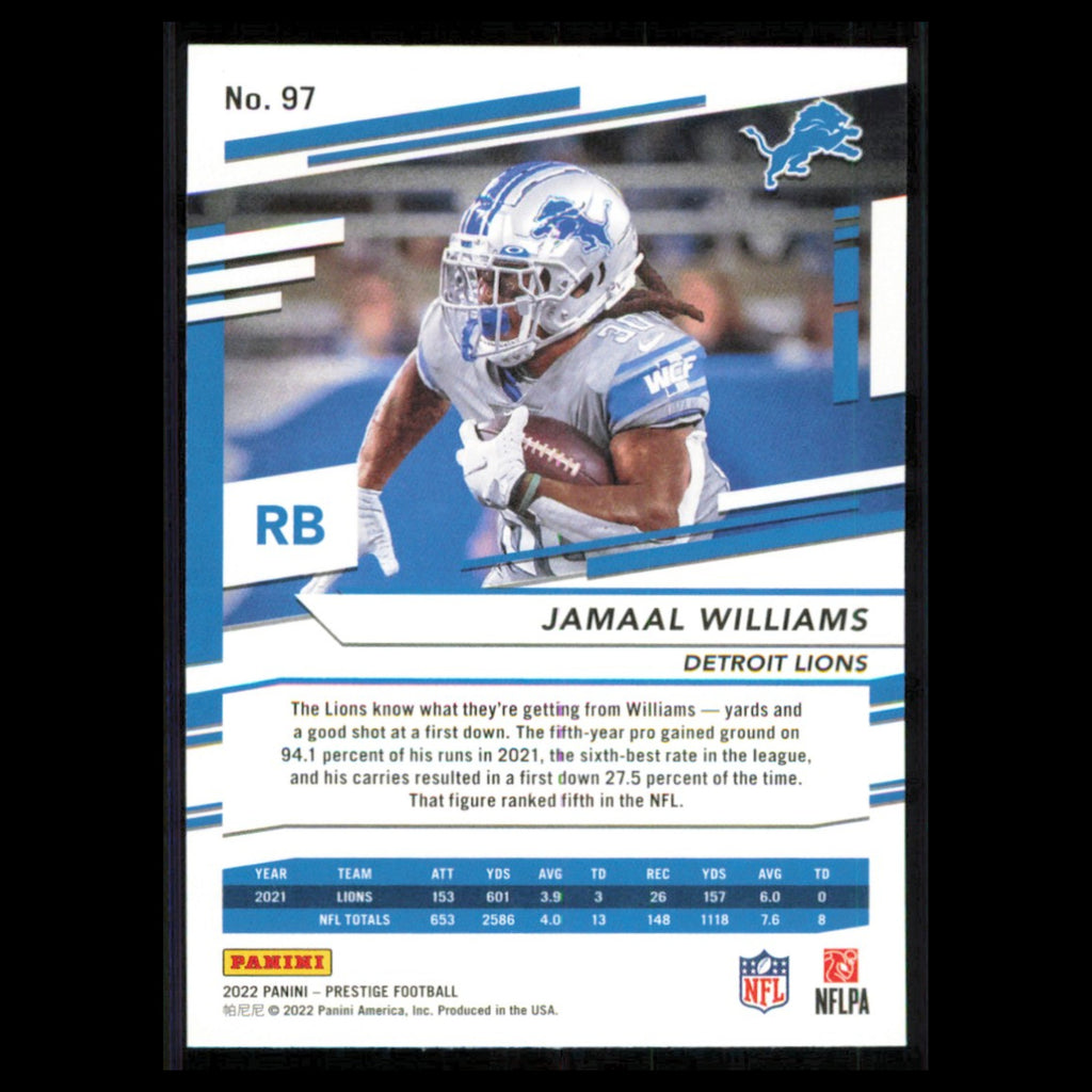 Jamaal Williams #97 2022 Panini Prestige Detroit Lions Football Card NFL NM