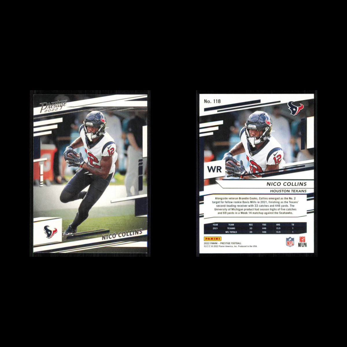 Nico Collins #118 2022 Panini Prestige Houston Texans Football Card NFL NM
