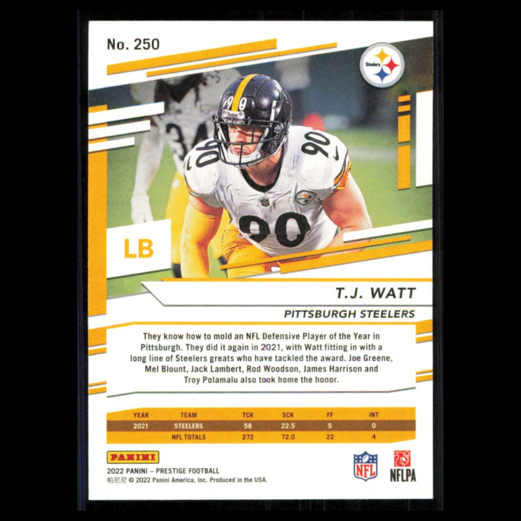 T.J. Watt #250 2022 Panini Prestige Pittsburgh Steelers Football Card NFL NM