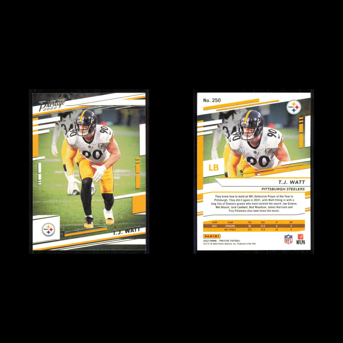 T.J. Watt #250 2022 Panini Prestige Pittsburgh Steelers Football Card NFL NM