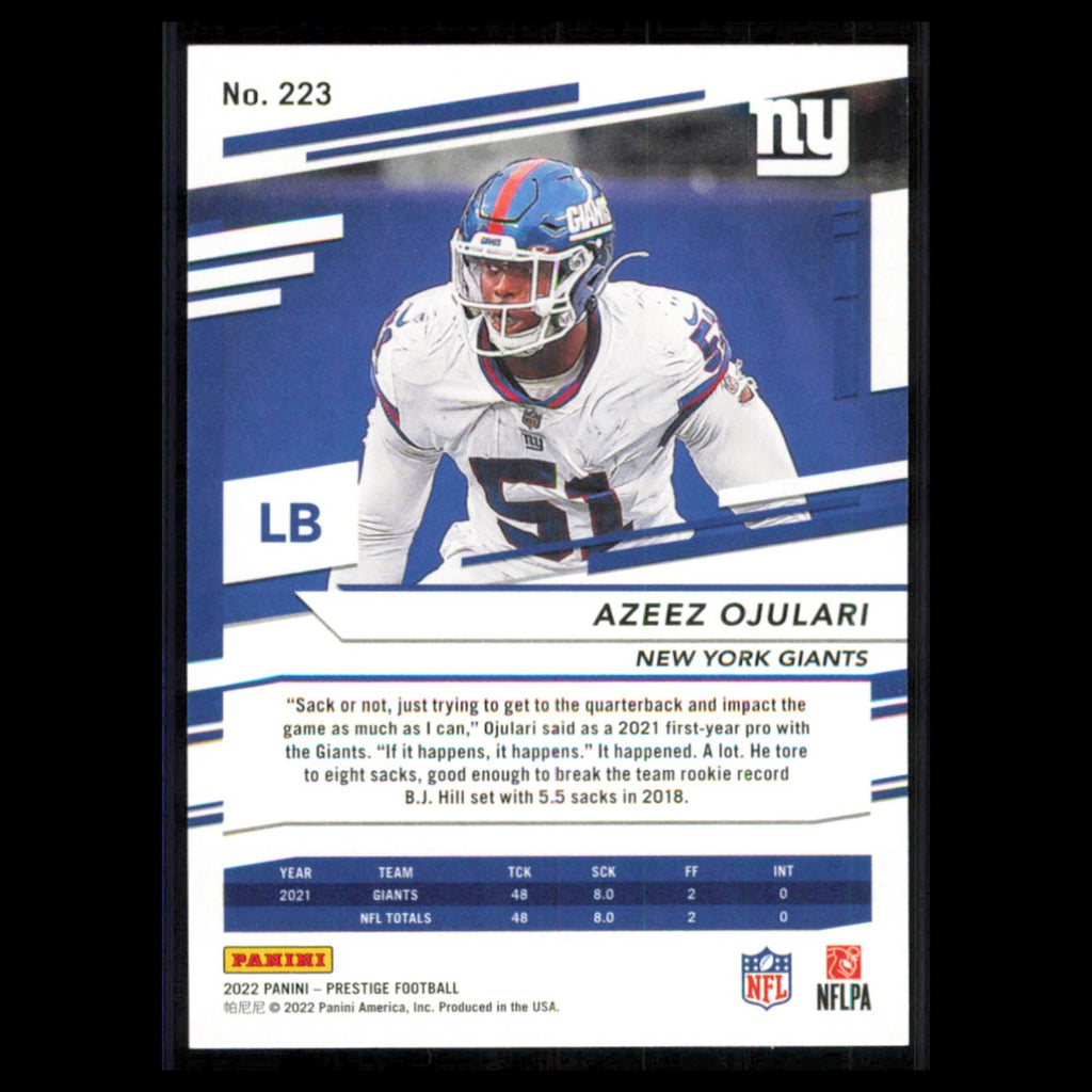 Azeez Ojulari #223 2022 Panini Prestige New York Giants Football Card NFL NM