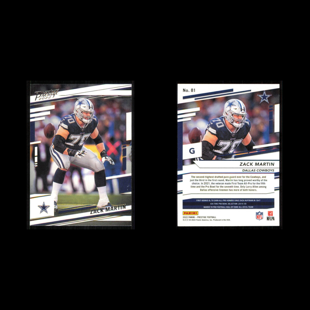 Zack Martin #81 2022 Panini Prestige Dallas Cowboys Football Card NFL NM