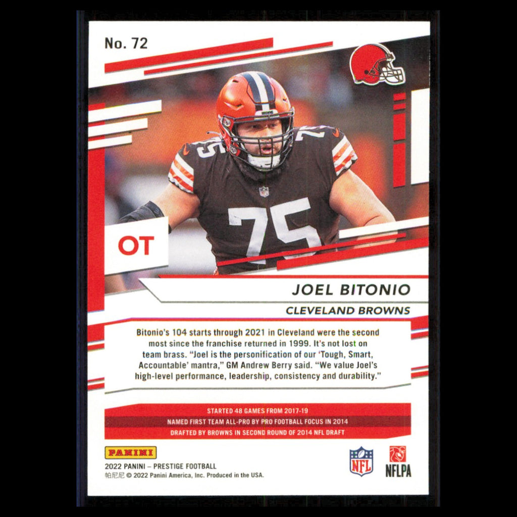 Joel Bitonio #72 2022 Panini Prestige Cleveland Browns Football Card NFL NM
