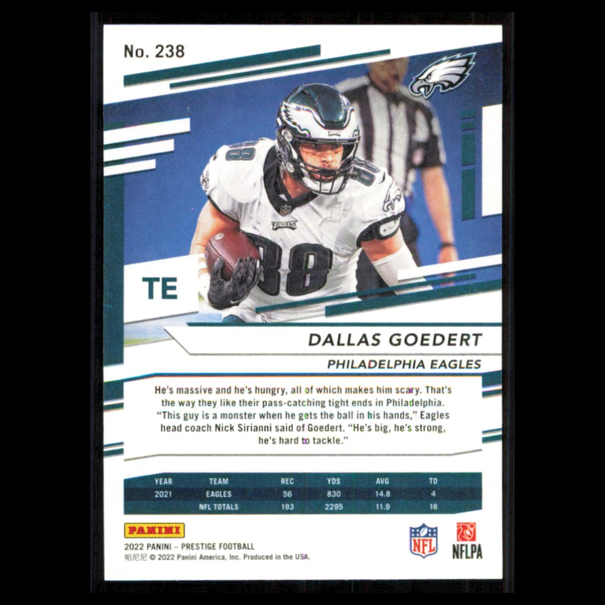 Dallas Goedert #238 2022 Panini Prestige Philadelphia Eagles Football Card NFL