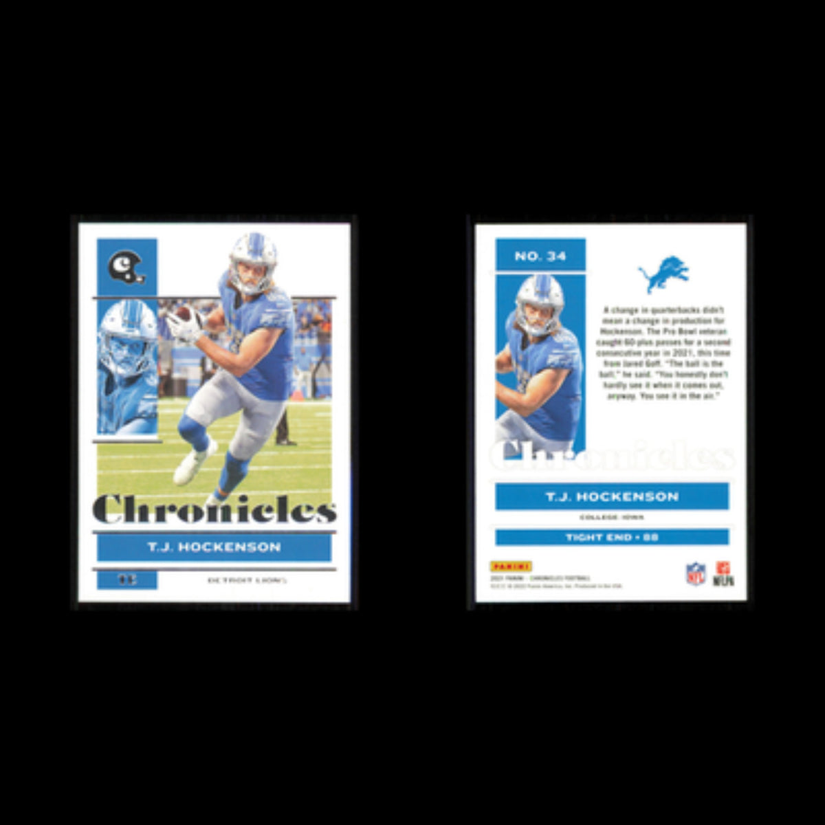 T.J. Hockenson #34 2021 Panini Chronicles Detroit Lions Football Card NFL NM