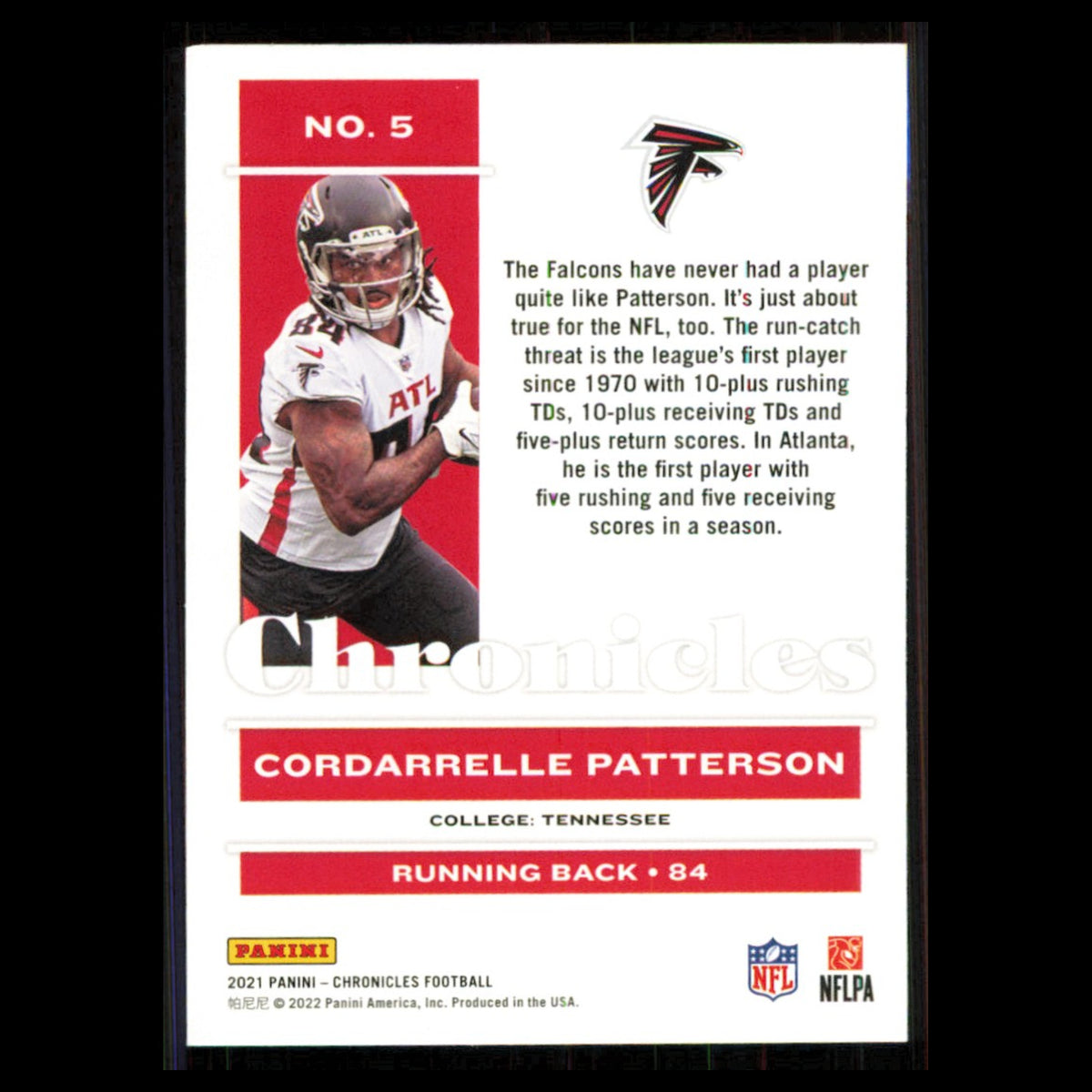 Cordarrelle Patterson #5 2021 Panini Chronicles Atlanta Falcons Football Card NM