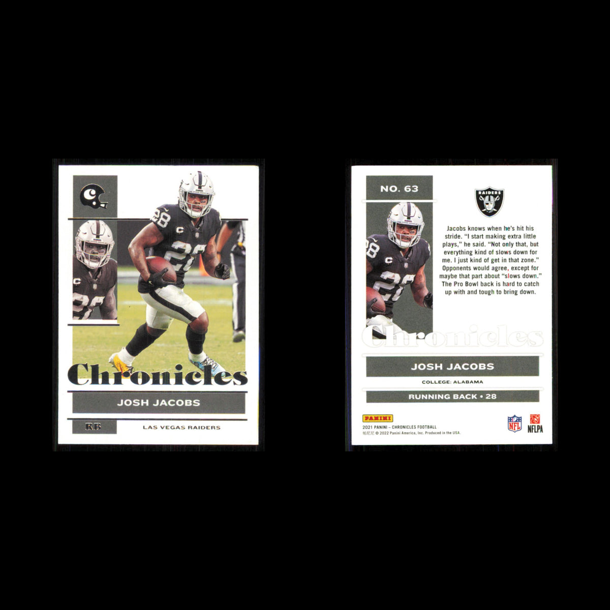 Josh Jacobs #63 2021 Panini Chronicles Las Vegas Raiders Football Card NFL NM