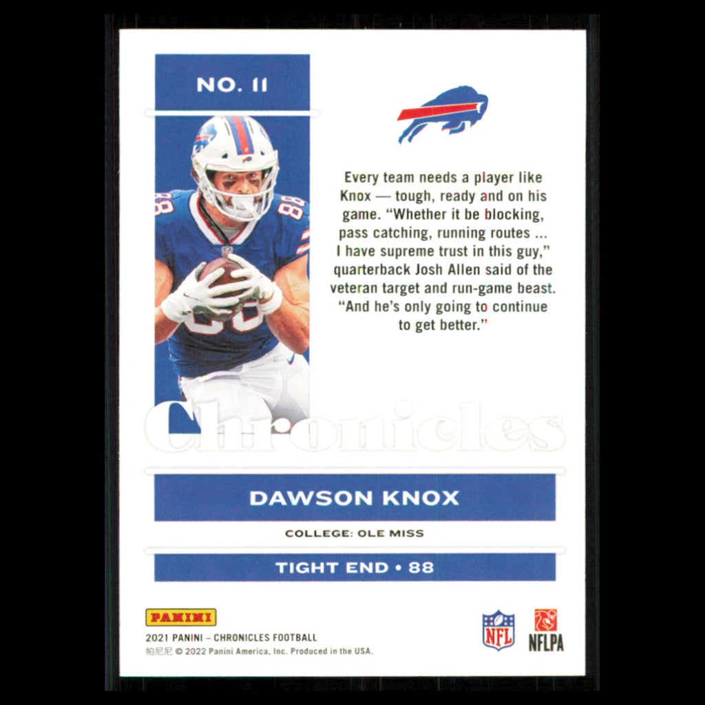 Dawson Knox #11 2021 Panini Chronicles Buffalo Bills Football Card NFL NM
