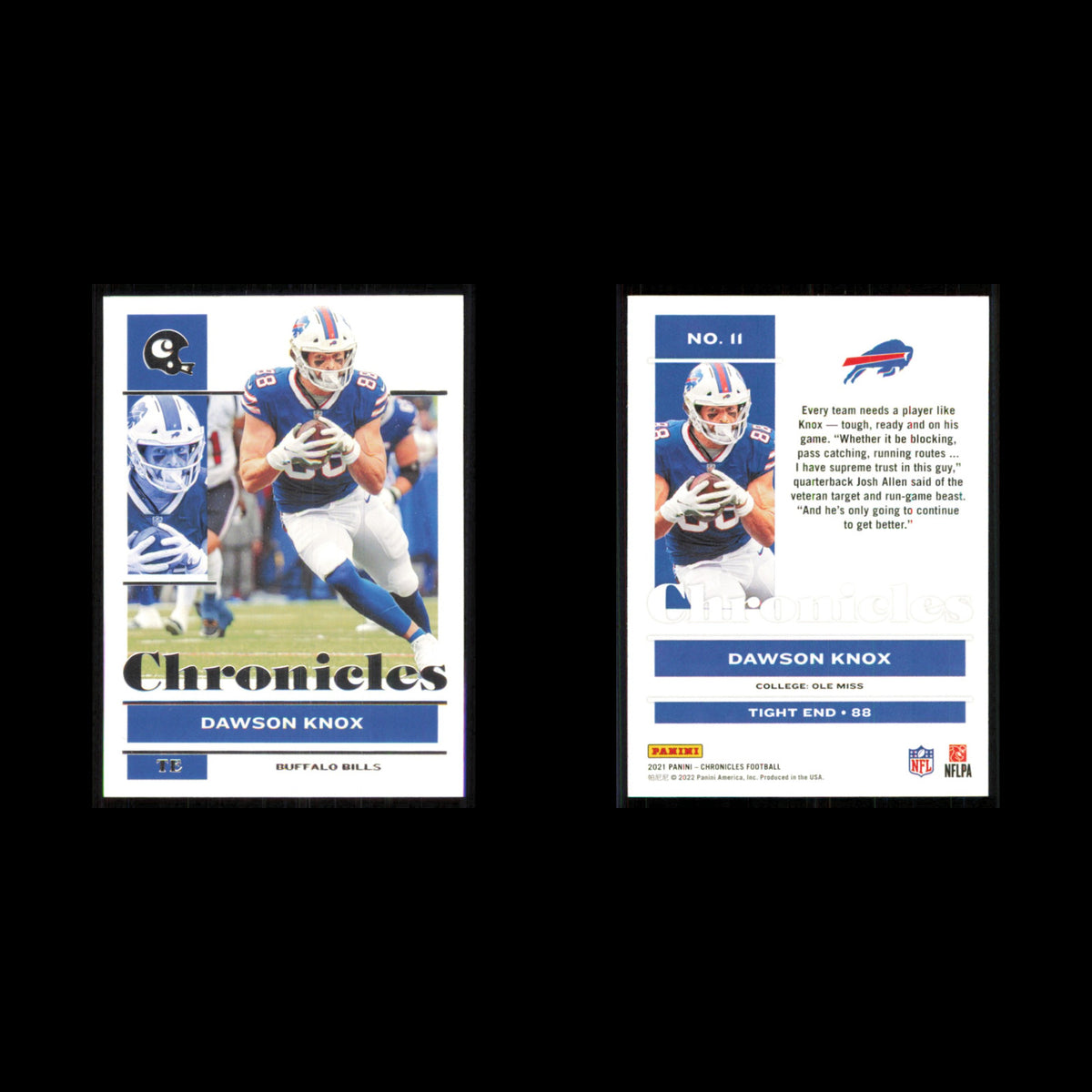 Dawson Knox #11 2021 Panini Chronicles Buffalo Bills Football Card NFL NM