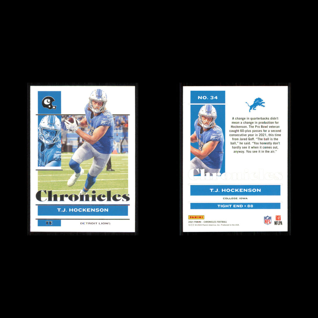 T.J. Hockenson #34 2021 Panini Chronicles Detroit Lions Football Card NFL NM