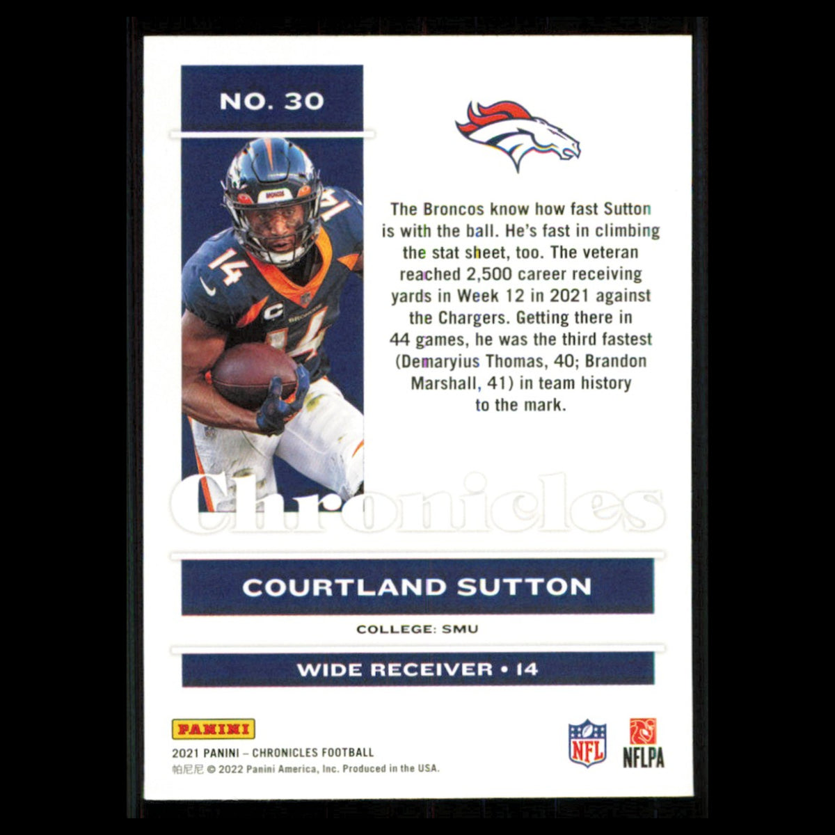 Courtland Sutton #30 2021 Panini Chronicles Denver Broncos Football Card NFL NM