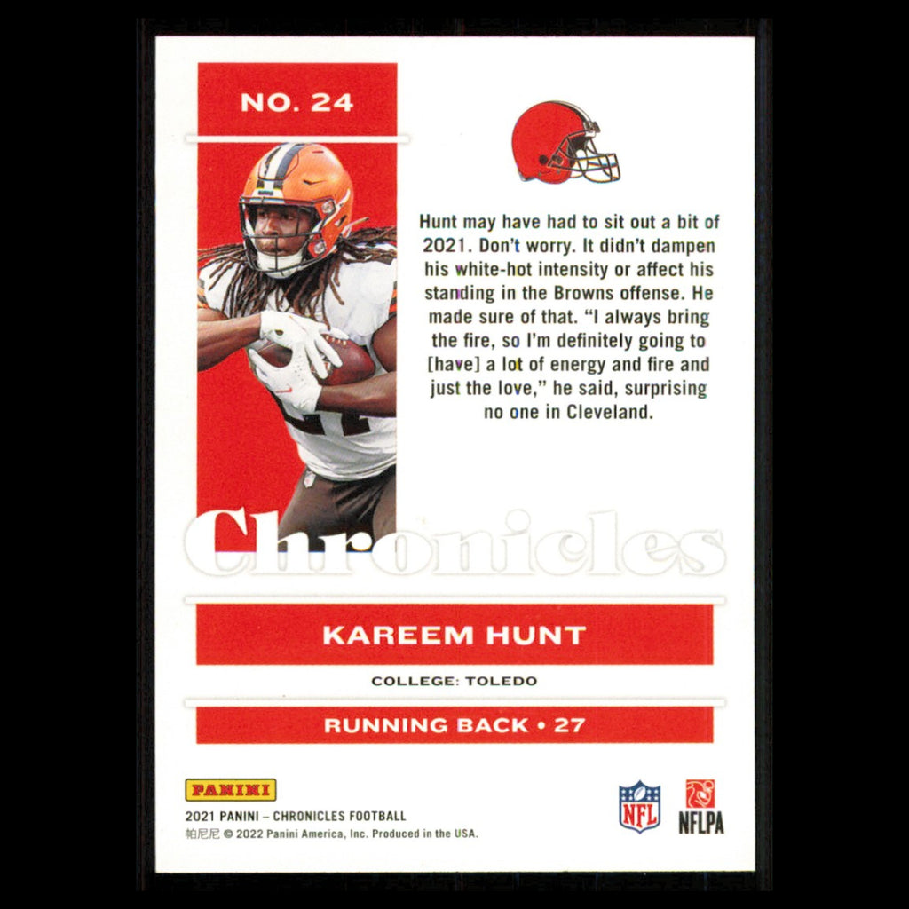 Kareem Hunt #24 2021 Panini Chronicles Cleveland Browns Football Card NFL NM