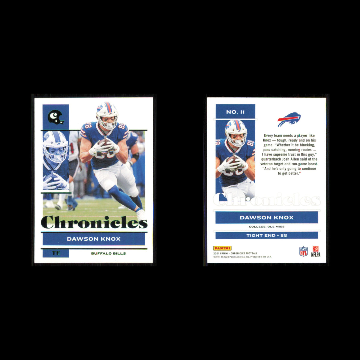 Dawson Knox #11 2021 Panini Chronicles Buffalo Bills Football Card NFL NM