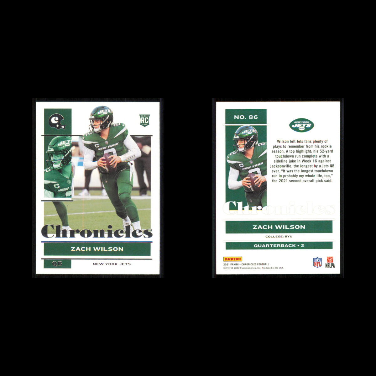 Zach Wilson Rookie #86 2021 Panini Chronicles New York Jets Football Card NFL NM
