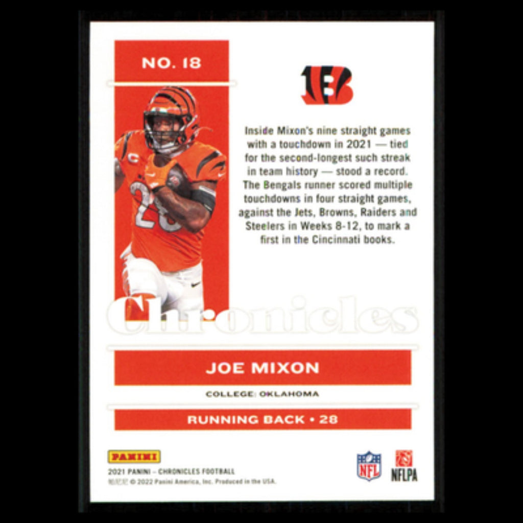 Joe Mixon #18 2021 Panini Chronicles Cincinnati Bengals Football Card NFL NM