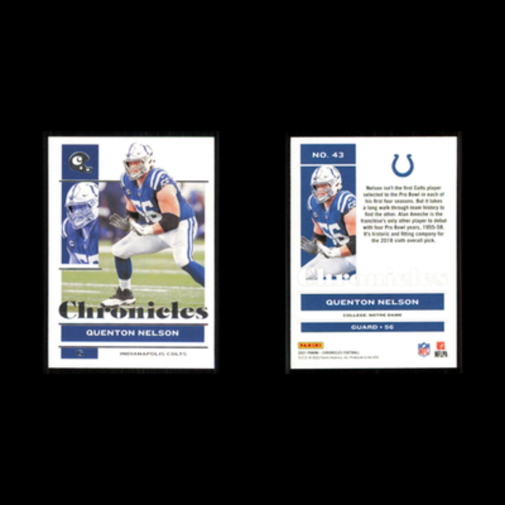Quenton Nelson #43 2021 Panini Chronicles Indianapolis Colts Football Card NFL