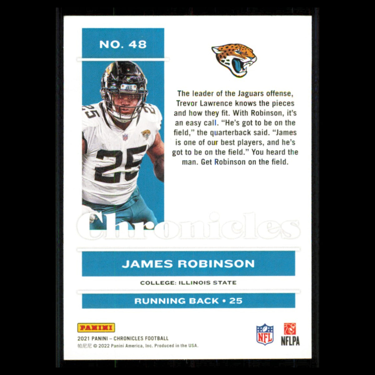 James Robinson #48 2021 Panini Chronicles Jacksonville Jaguars Football Card NFL