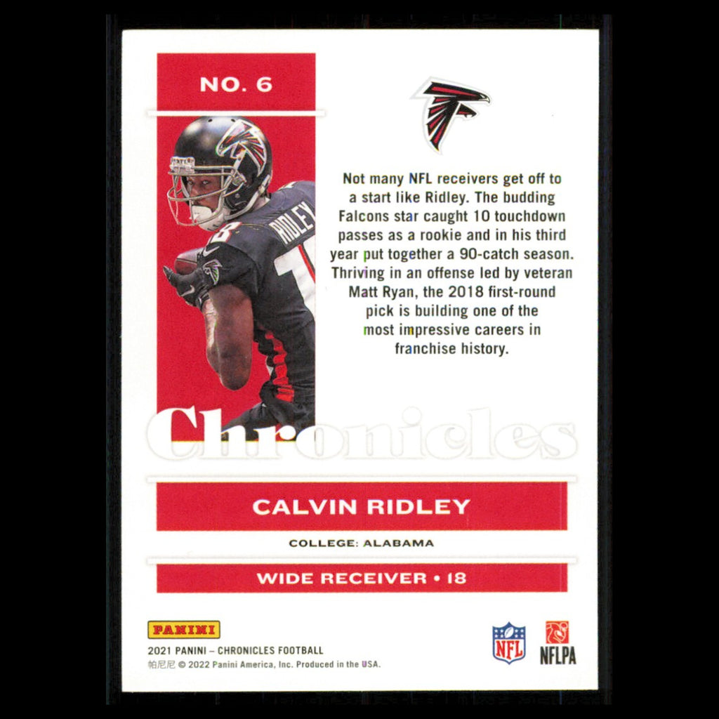 Calvin Ridley #6 2021 Panini Chronicles Atlanta Falcons Football Card NFL NM