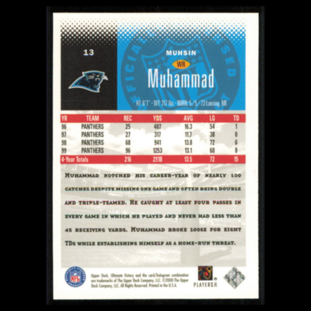 Muhsin Muhammad #13 2000 Upper Deck Ultimate Victory Carolina Panthers Football