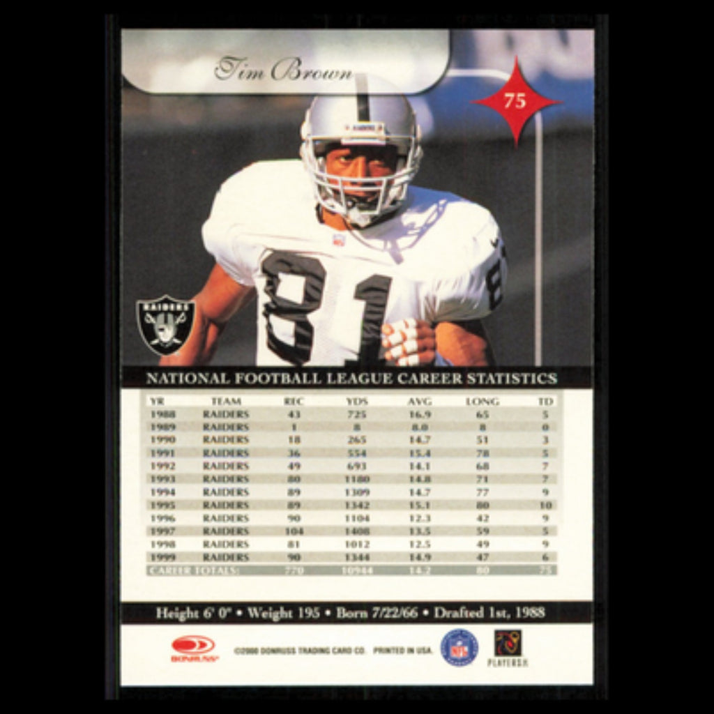 Tim Brown #75 2000 Donruss Elite Oakland Raiders Football Card NFL NM