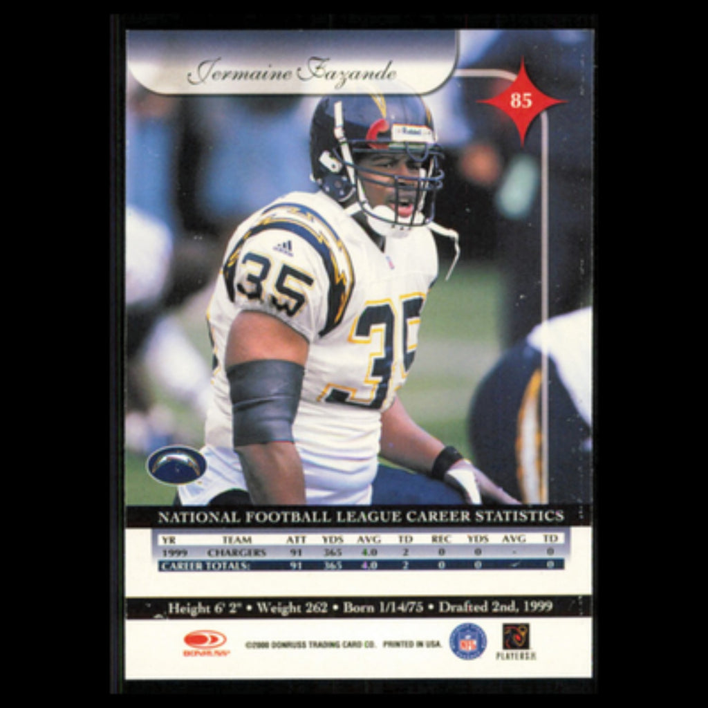 Jermaine Fazande #85 2000 Donruss Elite San Diego Chargers Football Card NFL NM