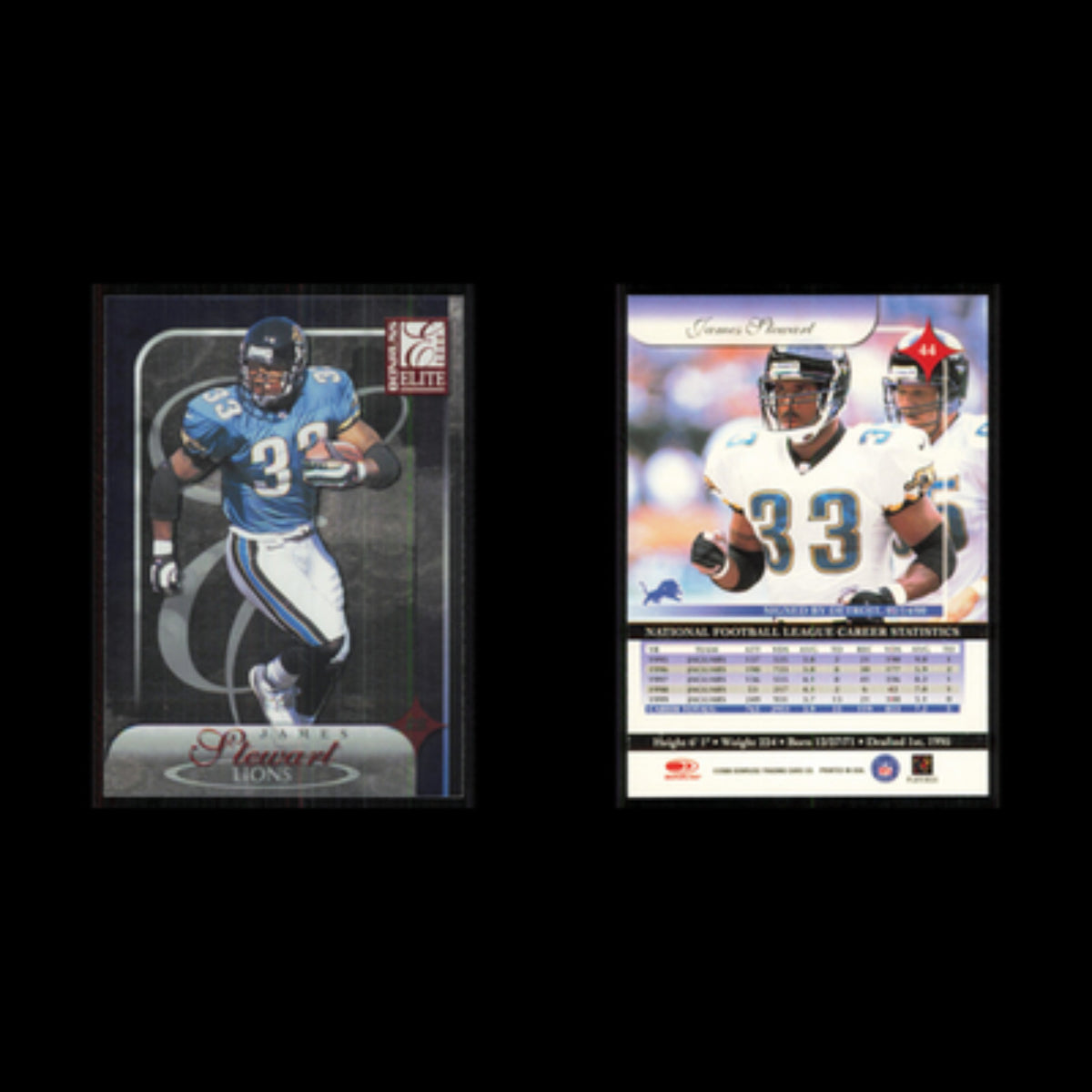 James Stewart #44 2000 Donruss Elite Detroit Lions Football Card NFL NM