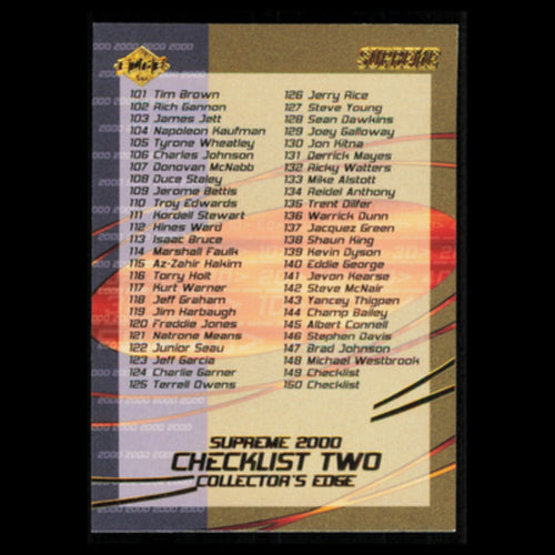 101-190 #150 2000 Collectors Edge Supreme Checklist Football Card NFL NM
