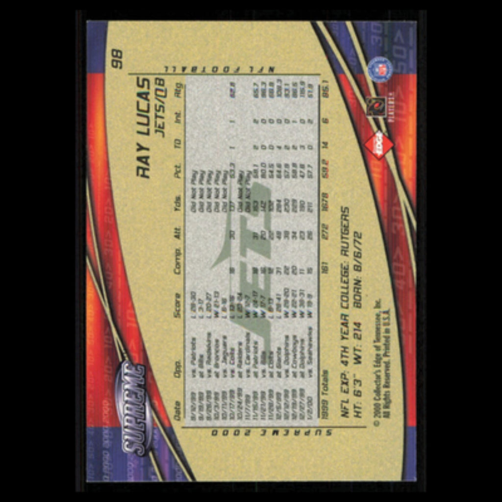 Ray Lucas #98 2000 Collectors Edge Supreme New York Jets Football Card NFL NM