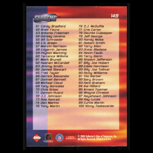 1-100 #149 2000 Collectors Edge Supreme Checklist Football Card NFL NM