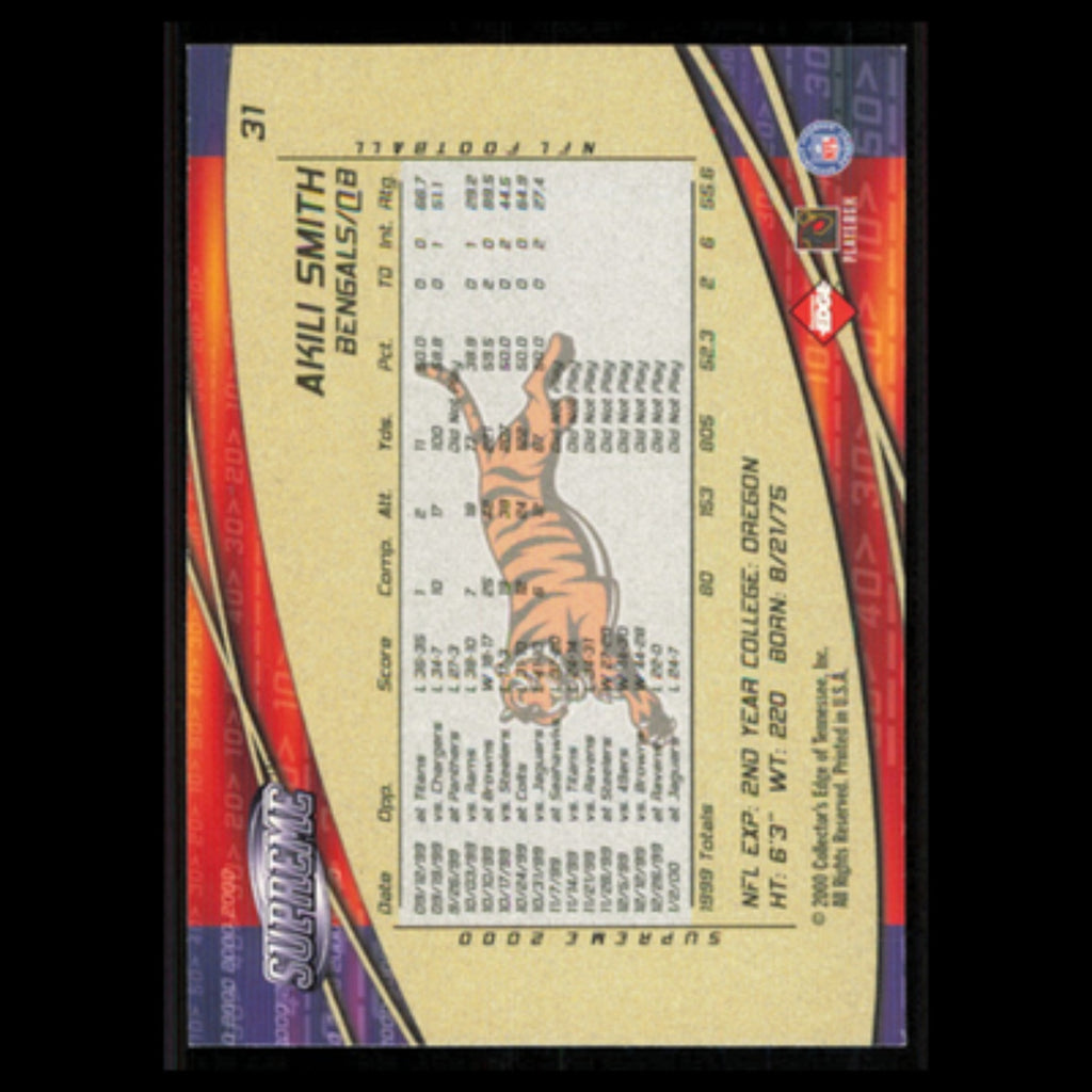 Akili Smith #31 2000 Collectors Edge Supreme Cincinnati Bengals Football Card NM
