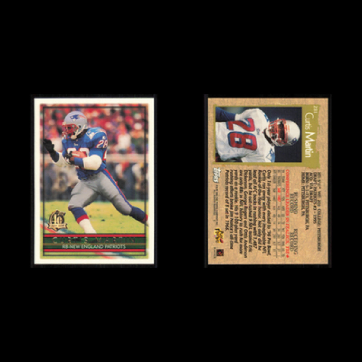 Curtis Martin #281 1996 Topps New England Patriots Football Card NFL NM