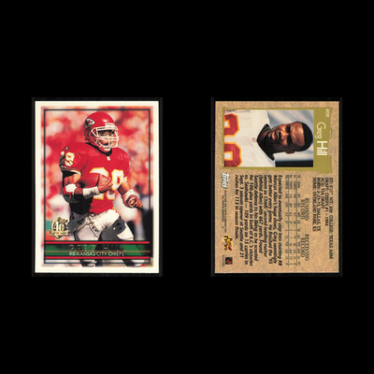 Greg Hill #408 1996 Topps Kansas City Chiefs Football Card NFL NM