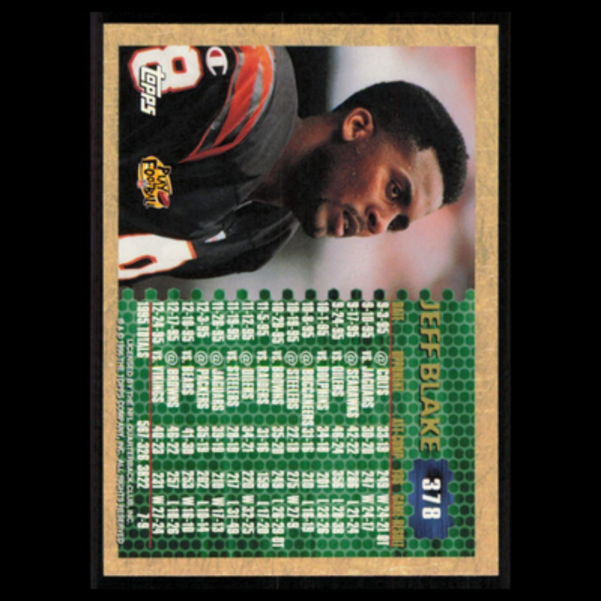 Jeff Blake #378 1996 Topps Cincinnati Bengals Football Card NFL NM