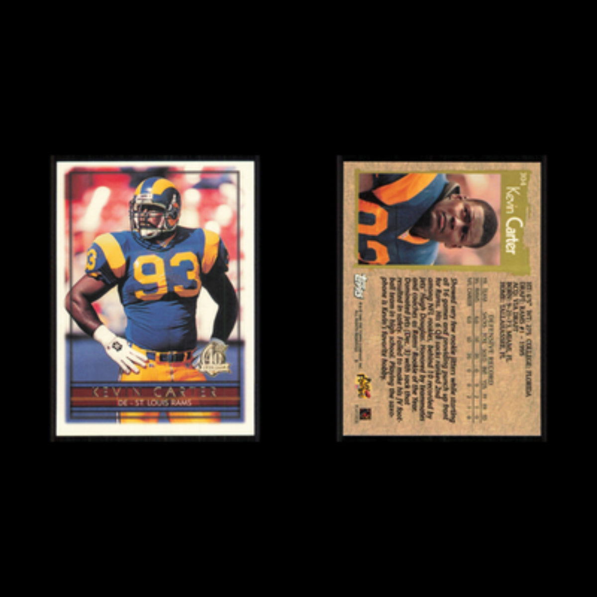 Kevin Carter #304 1996 Topps St. Louis Rams Football Card NFL NM