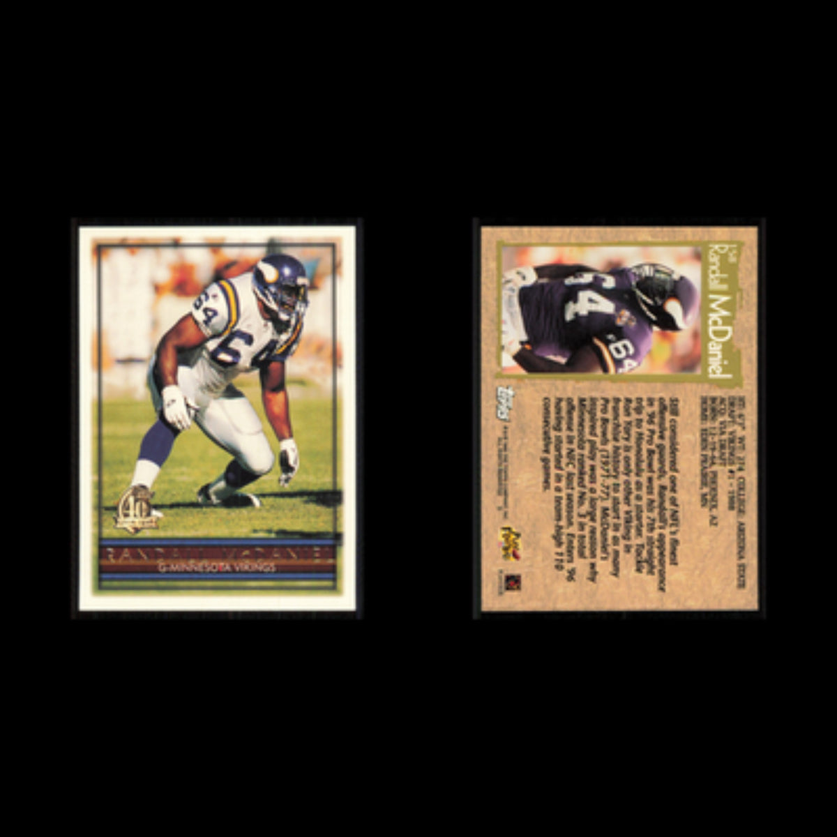 Randall McDaniel #158 1996 Topps Minnesota Vikings Football Card NFL NM